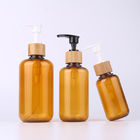 Amber transparent round shoulder 130ml PET plastic press pump bottle for shampoo