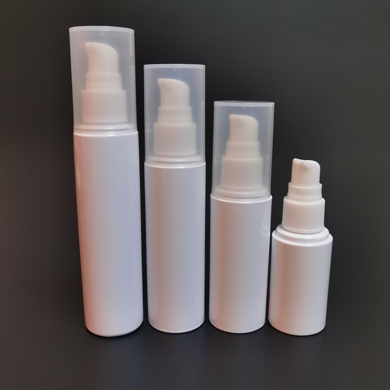 Empty fine mist PET 1oz 20z white plastic spray bottle for cosmetic packaging