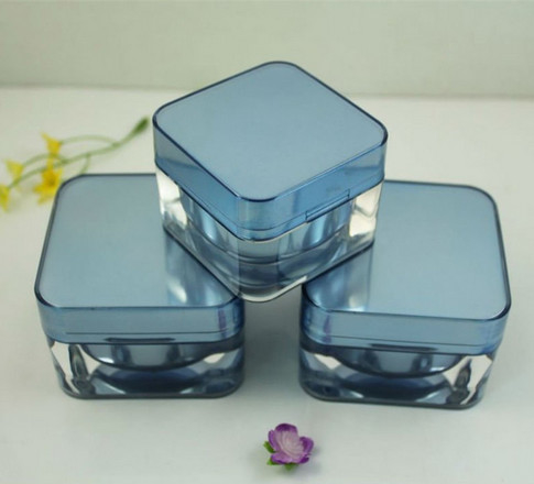 50g blue cosmetic scream glass jar with Smooth Cap