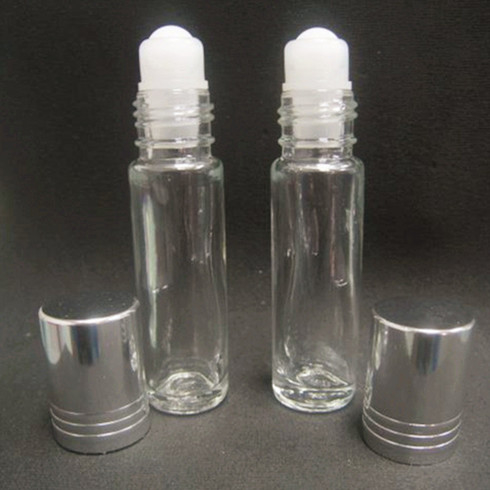 Wholesale 18ml white plastic tall shape bottle roll on screw cap mini eye cream skin perfume in stock